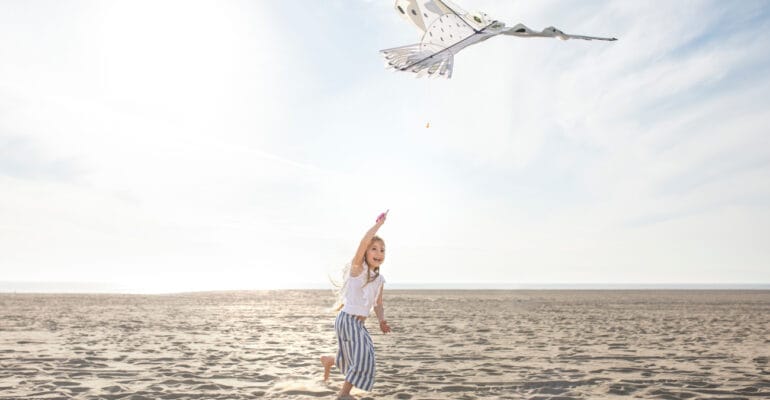 young adult having fun with kite